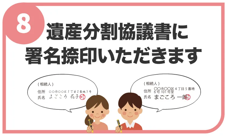 遺産分割協議書に署名捺印いただきます