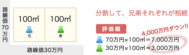 分割して、兄弟それぞれが相続