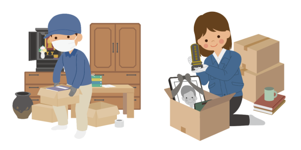 「遺品整理」関連イラスト2種類