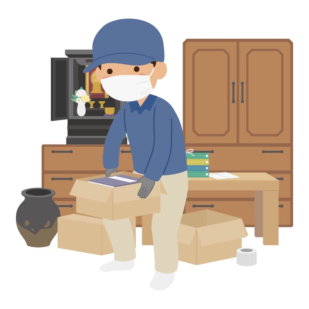 遺品整理をしているイラスト