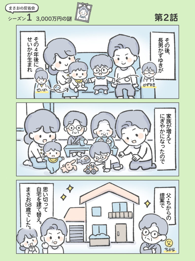 『わたしと相続の100日物語』まさおの反省会①3,000万円の謎　第2話