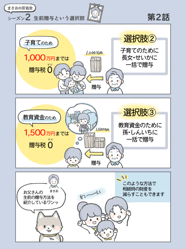 わたしと相続の100日物語』まさおの反省会②生前贈与という選択肢　第2話