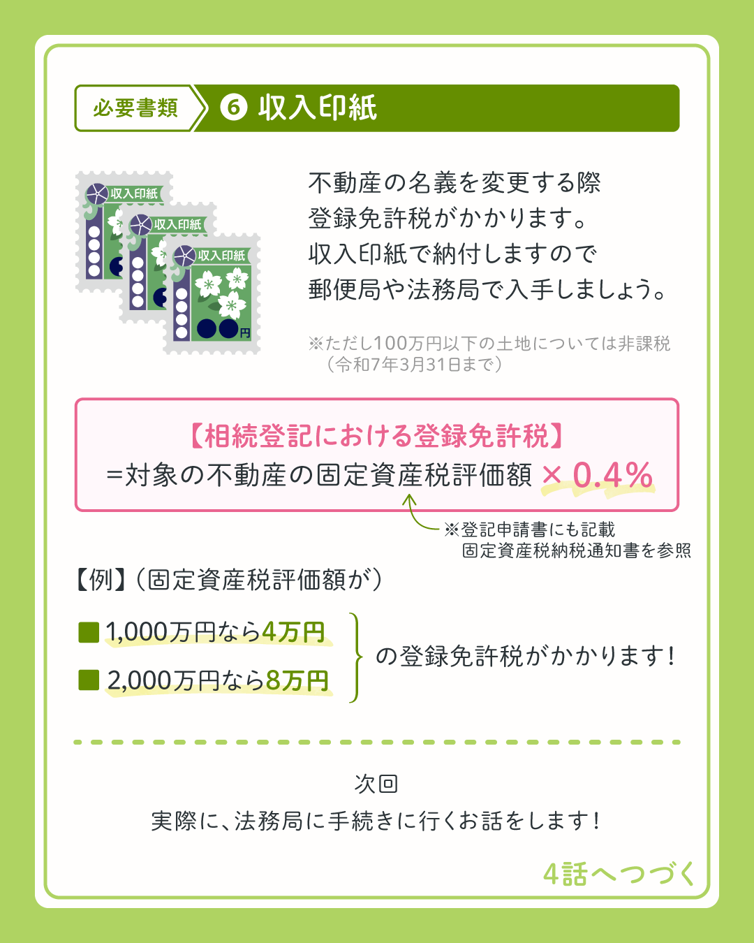 相続登記の必要書類⑥収入印紙