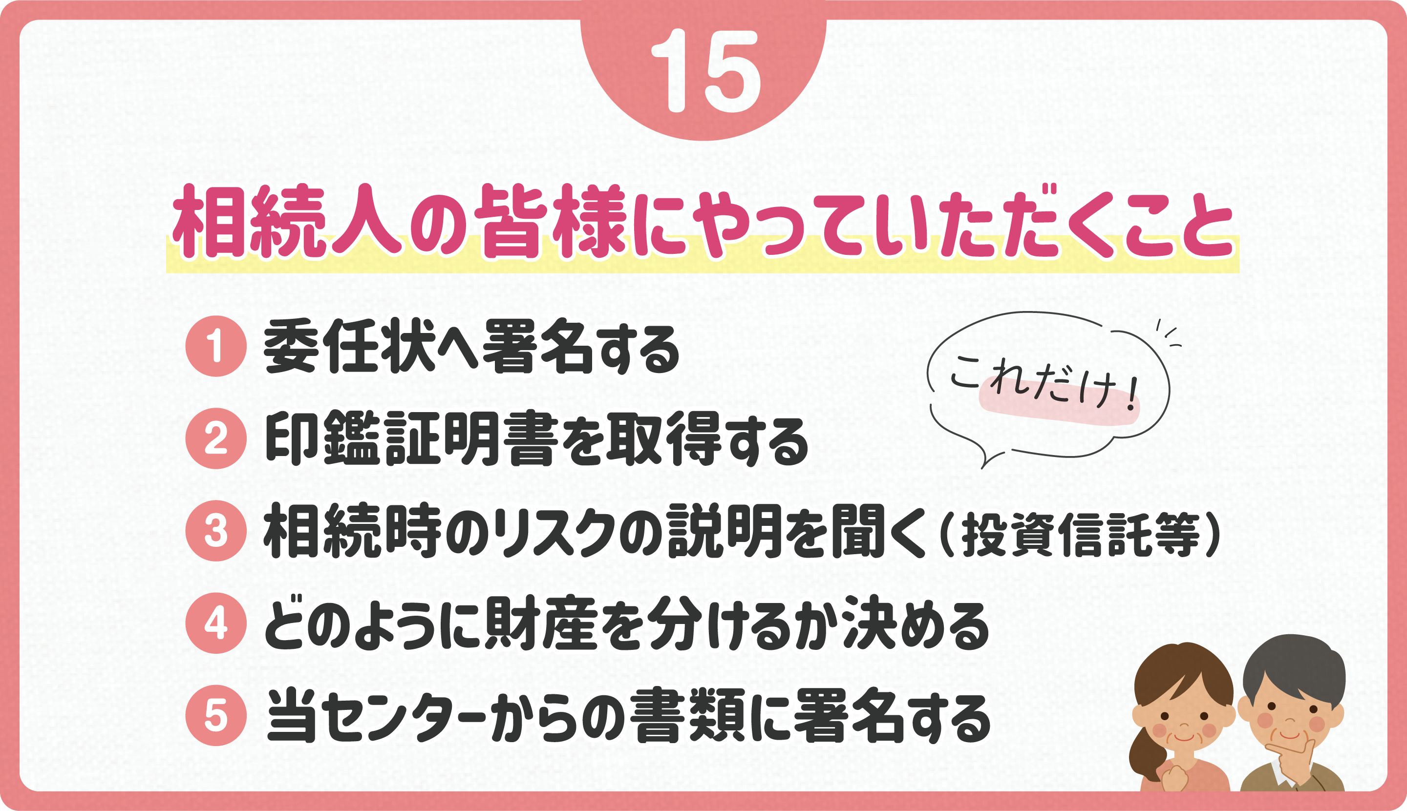 相続人の皆様にご協力いただくことはこれだけ！